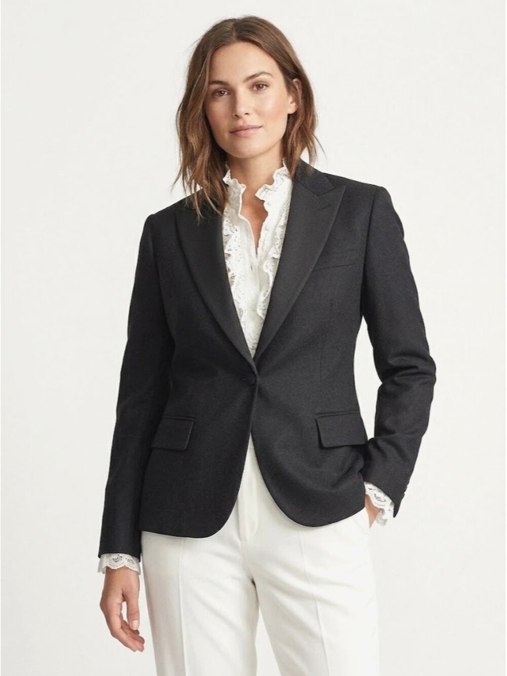 NWT Polo Ralph Lauren Tuxedo Blazer in Black Mulberry Silk Lapel Wool Jacket 8